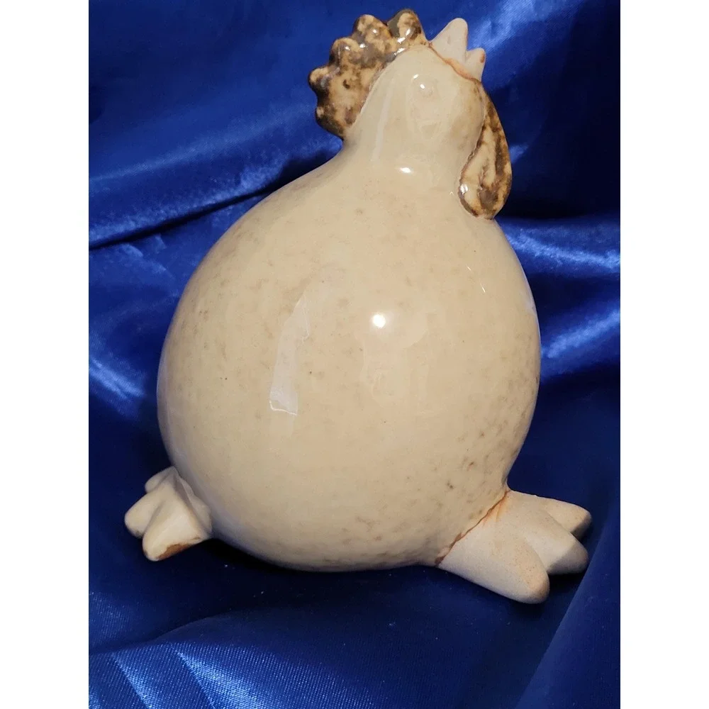 Ceramic Chicken Rooster Figurine with Feet Handmade Pottery
